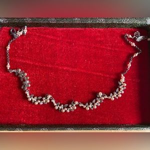 pearl and diamond necklace earring set, vintage, elegant ethereal design